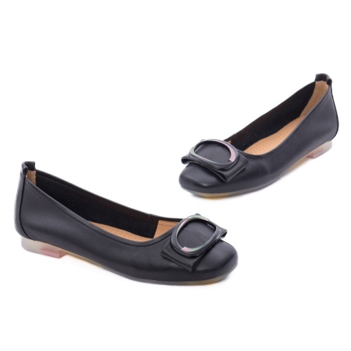 Balerini dama din piele naturala, PASS Collection M4M480011A 01-N, negru - Img 2