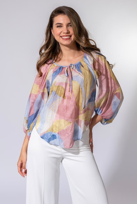 Bluza lejera cu imprimeu abstract ISOLDA, Hermosa, multicolor - Img 8