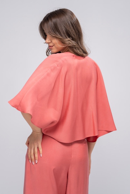 Bolero Kimono Hermosa Cărămiziu cu Cataramă Metalică și Nod Sculptural - Img 8