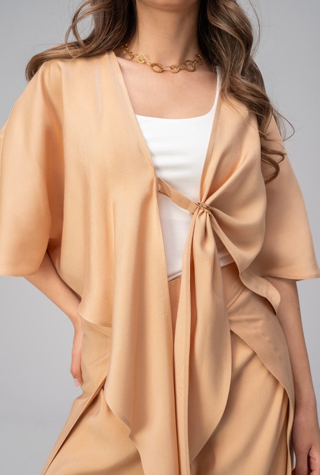 Bolero uni din rayon cu croi lejer MIRUNA, Hermosa, bej - Img 2