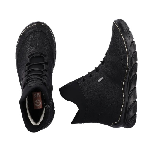 Botine dama din piele ecologica impermeabila, Rieker 55069-00, negru - Img 10