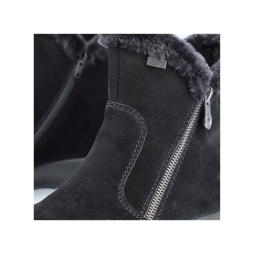Botine damă din piele intoarsa neagră, cu tehnologie RiekerTEX, L7162-00 - Img 4