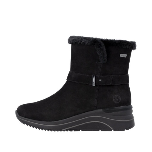 Botine dama din piele naturala intoarsa, Remonte D0T82-02, negru - Img 5