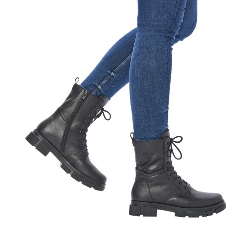 Botine dama din piele naturala, Rieker Y7116-00, negru - Img 2