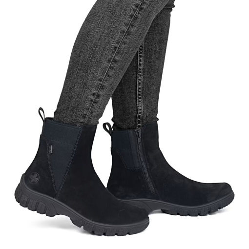 Botine dama din piele naturala, Rieker Z7269-00, negru - Img 2