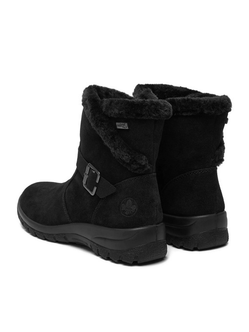 Botine damă negre Rieker L7179-00 cu blană și fermoar, piele naturală - Img 4