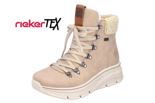 Ghete dama din piele ecologică, Rieker 48034-20, bej - Img 2