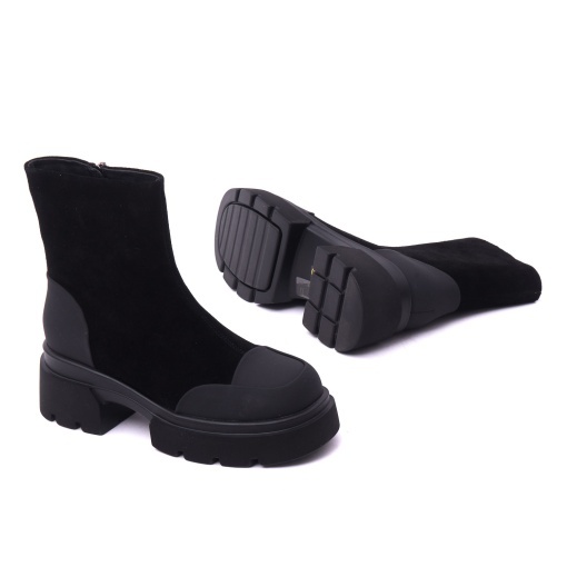 Ghete dama din piele intoarsa, PASS Collection, 1M490025 01-I, negru - Img 4