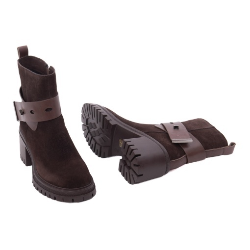 Ghete dama din piele naturala intoarsa, Feeling ZPH170-Q2831-5, maro coffee - Img 3