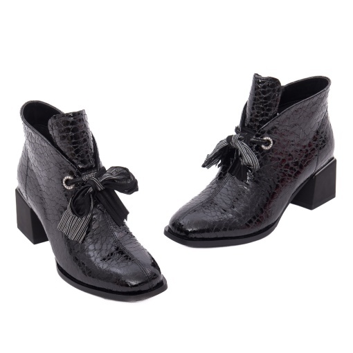 Ghete dama din piele naturala lacuita, Epica 1JI70016A 01-O, negru - Img 2