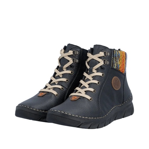 Ghete dama din piele naturala, Rieker 55040-00, bleumarin - Img 4