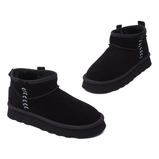 Ghete dama imblanite din piele intoarsa, O-JOO, BRITNEY OL52500A, negru - Img 2