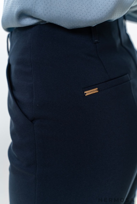 Pantaloni conici din tercot elastic Judy bleumarin - Img 6