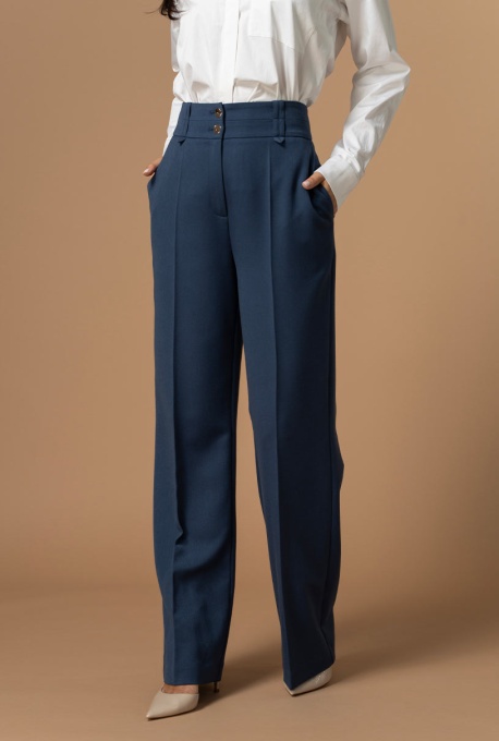 Pantaloni creati pentru a adauga rafinament tinutelor office si smart-casual SORAYA, Hermosa, bleumarin - Img 3