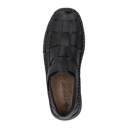 Pantofi barbati de vara din piele naturala, Rieker 05281-00, negru - Img 3