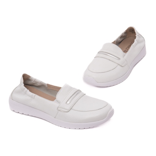Pantofi dama casual din piele naturala, Caprice, 9-24702-44 105 WHITE DEER, alb - Img 2