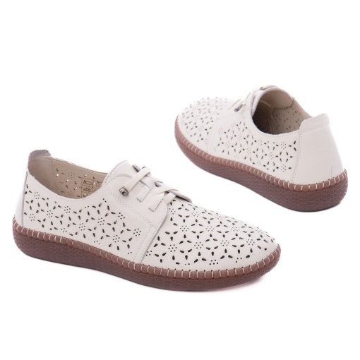 Pantofi dama de vară din piele naturala, PASS Collection X4X480015B 52-N, crem - Img 3