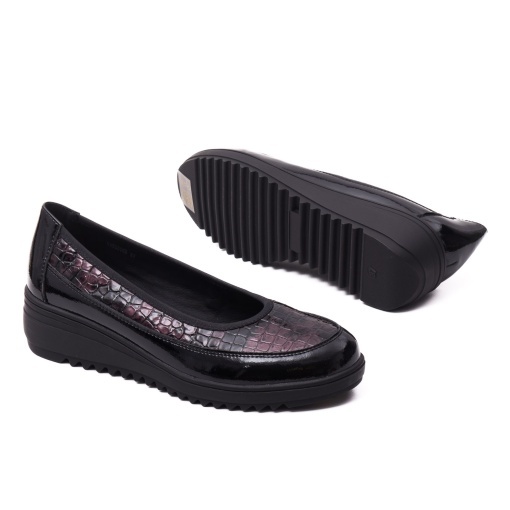 Pantofi dama din piele naturala lacuita, Karisma, V4VA60006B 19-O, bordo - Img 4