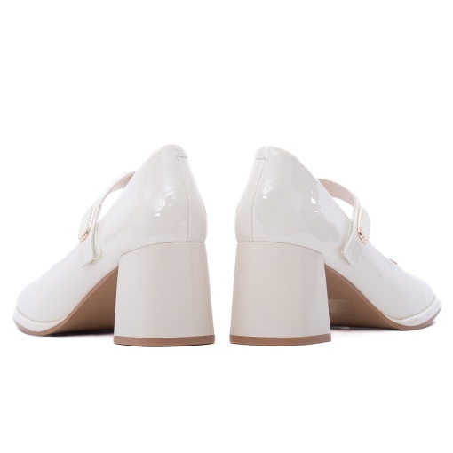 Pantofi dama eleganti din piele naturala lacuita, Feeling 91295, alb - Img 6