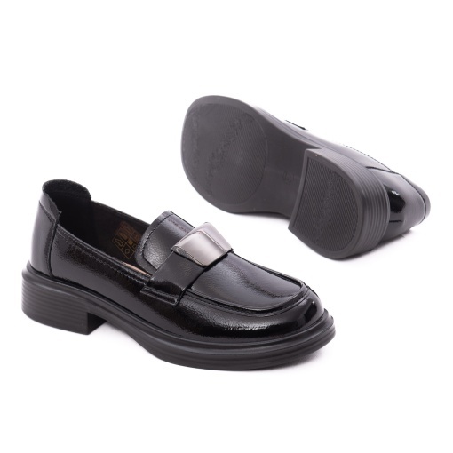 Pantofi dama eleganti din piele naturala lacuita, PASS Collection M5M580012A 01-L, negru - Img 4