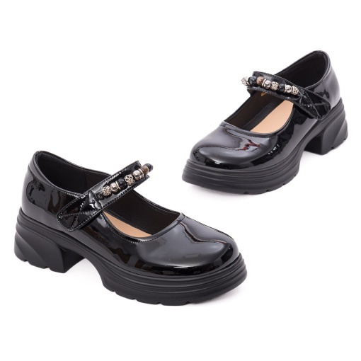Pantofi dama eleganti din piele naturala lacuita, PASS Collection 1MA90003A 01-L, negru - Img 2