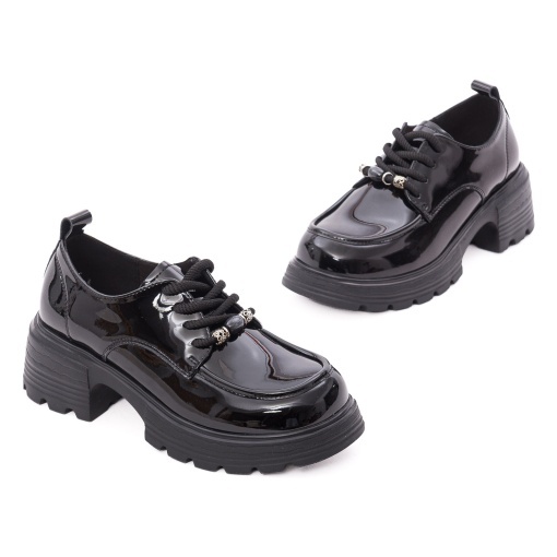 Pantofi dama eleganti din piele naturala lacuita, PASS Collection 1MA90002A 01-L, negru - Img 2