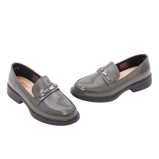 Pantofi dama eleganti din piele naturala lacuita, PASS Collection 1M590014B 40-L, kaki - Img 2