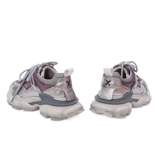 Pantofi dama sport din piele mix, Gryxx, 1LY90020B 18-Z, argintiu - Img 5