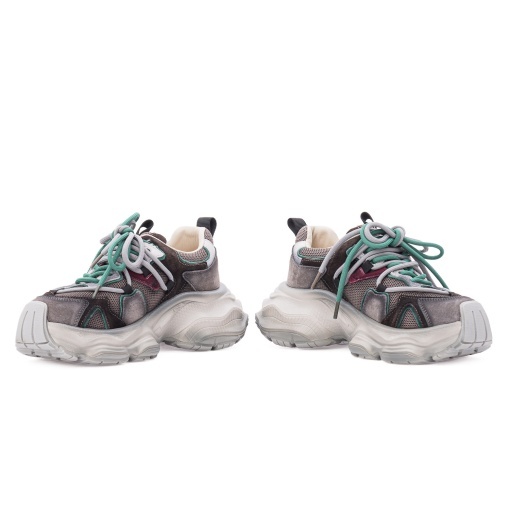 Pantofi dama sport din piele mix, PASS Collection, 1LY90023B, gri diverse - Img 5