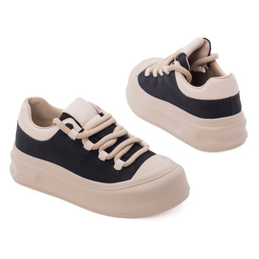 Pantofi dama sport din piele naturala, Feeling, 393105, negru - Img 3