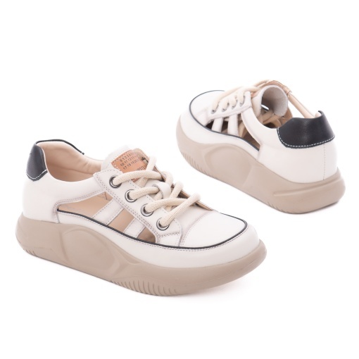 Pantofi dama sport din piele naturala, Feeling, 68883 bej - Img 3