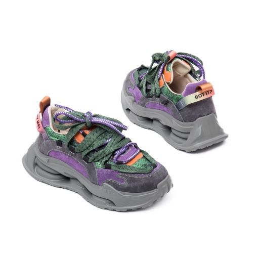 Pantofi dama sport, piele naturala nabuc, 1LY60012B 15-2, multicolor - Img 3