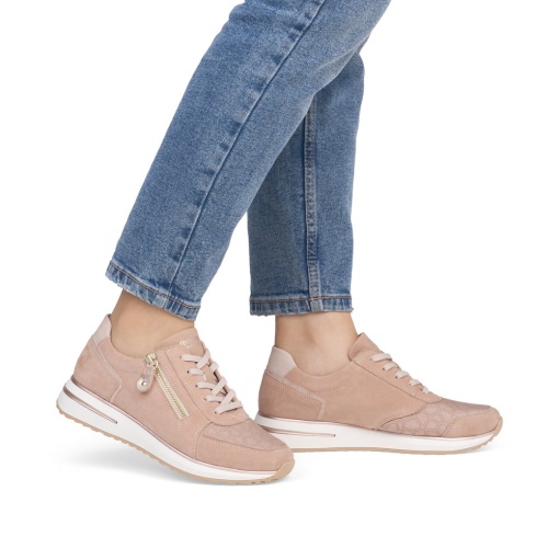 Pantofi dama sport, piele naturala nabuc, D1G10-31, roz prafuit - Img 2