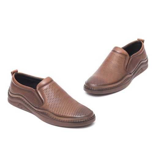 Pantofi de vara barbati stil mocasin, E6E640003B 02-N, coniac - Img 2