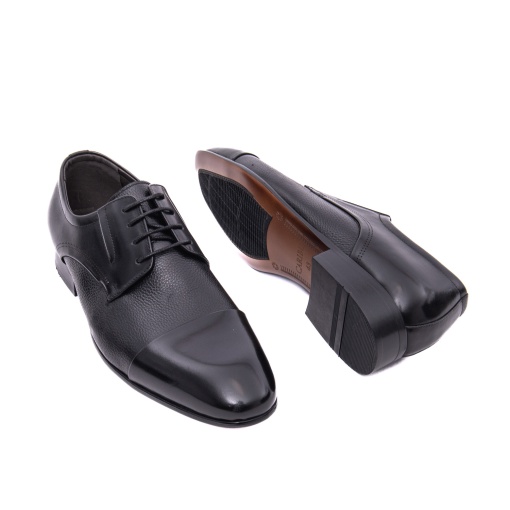 Pantofi eleganți bărbați Caribu 3MKD1-16-4A 01-N negru piele naturală cap-toe texturat - Img 3