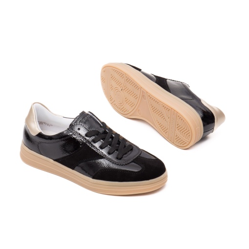 Pantofi Sport Damă Remonte D2C01-03 – Negru, Piele Lăcuită și Întoarsă - Img 4