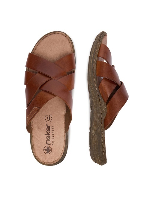 Papuci barbati din piele naturala, Rieker 22092-24, maro - Img 7