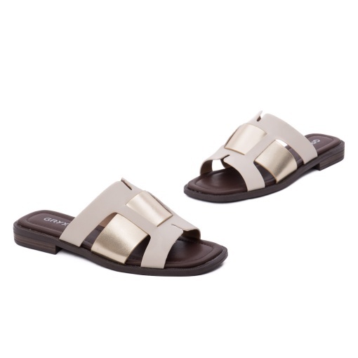 Papuci dama din piele naturala, Gryxx W1V1352-G17-6A 03-N, bej - Img 2