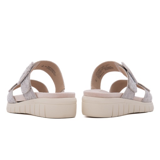 Papuci dama din piele naturala nabuc, Caprice 9-27203-44 155 OFFWHITE/SILVE, argintiu - Img 6
