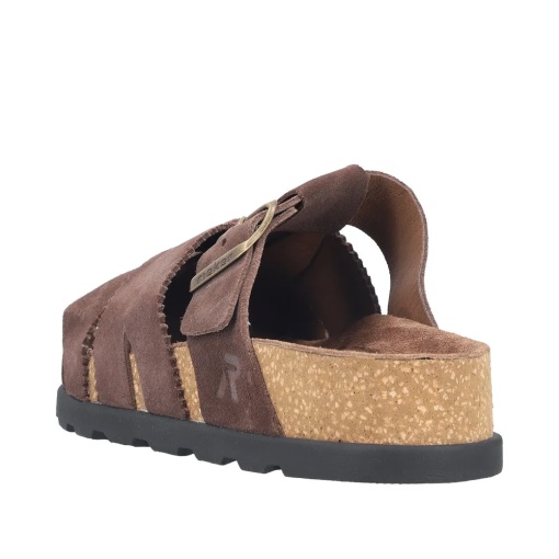 Papuci dama din piele naturala nabuc, Rieker V3164-25, maro - Img 3