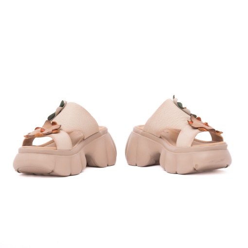 Papuci dama din piele naturala, PASS Collection, 3OLY60001A 03-N, bej - Img 5