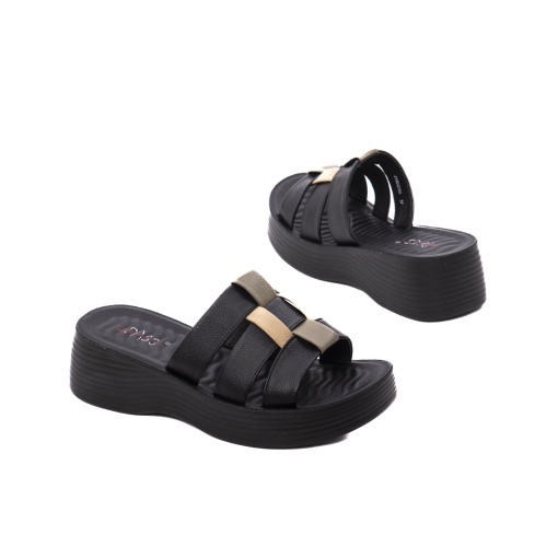 Papuci dama din piele naturala, PASS Collection J9J980008A 01-N, negru - Img 3