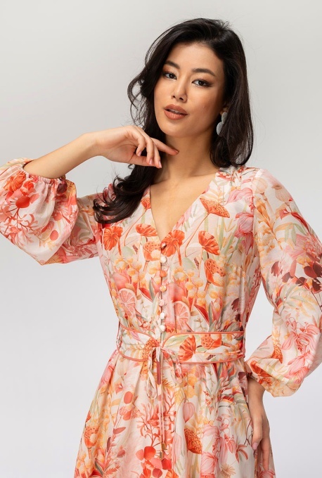 Rochie imprimata midi AVIVA, Hermosa, cais - Img 3