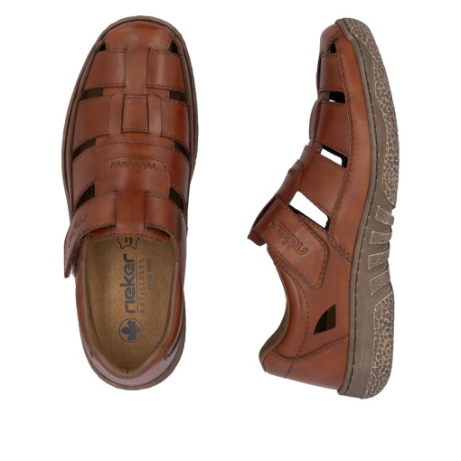 Sandale bărbătești casual, Rieker 03578-24 din piele naturala, maro - Img 5