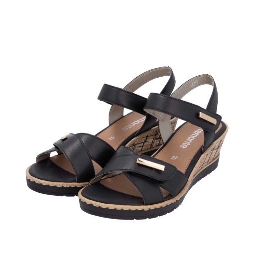 Sandale dama casual, Remonte R6266-00 din piele naturala, negru - Img 3