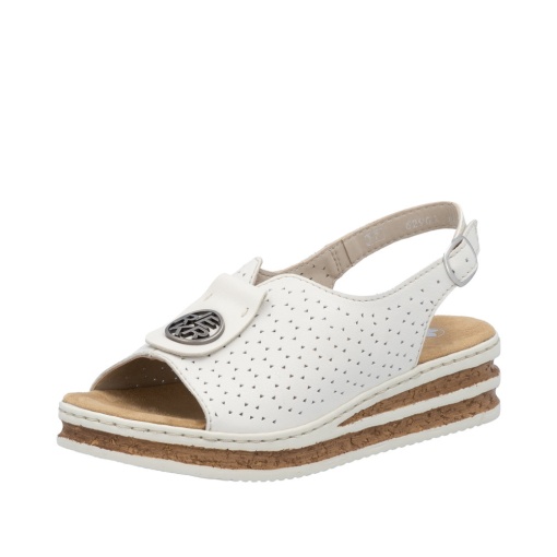 Sandale dama casual, Rieker, piele naturala, 62902-80, alb - Img 2