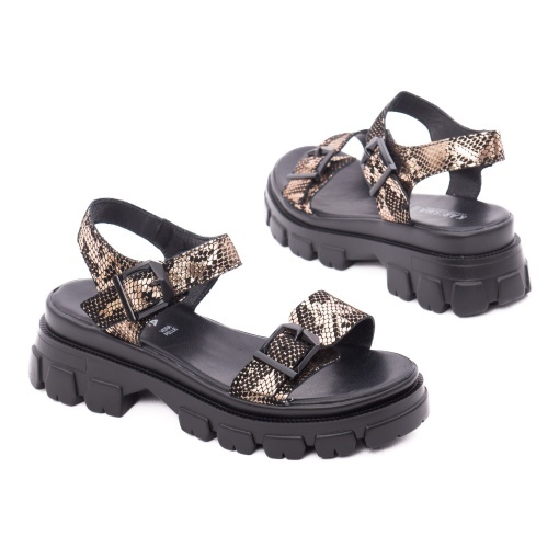 Sandale dama din piele intoarsa, Karisma V4VA60002C O7-I, negru print - Img 3