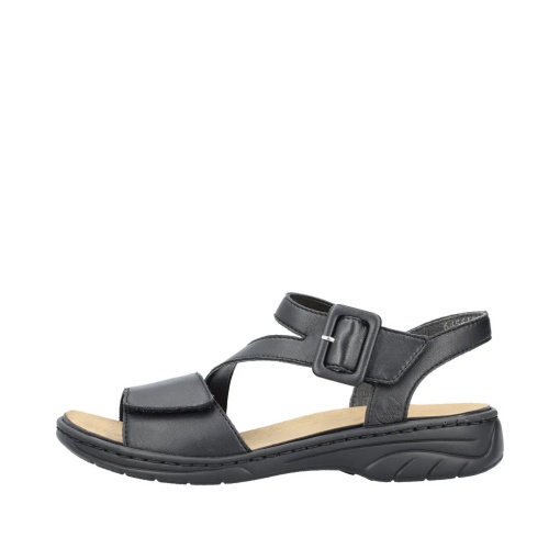 Sandale dama din piele naturala, Rieker 64561-00, negru - Img 6