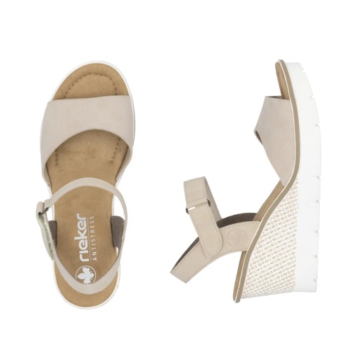 Sandale dama din piele naturala, Rieker 68590-60, bej - Img 10
