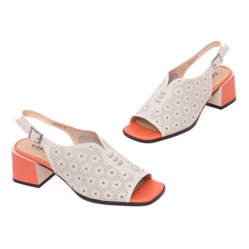 Sandale dama elegante din piele naturala, KARISMA, 7QXS60021C 52-N, crem - Img 2